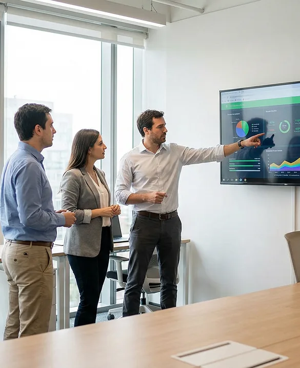 Equipo de Growth Lab analizando un dashboard de inversión publicitaria