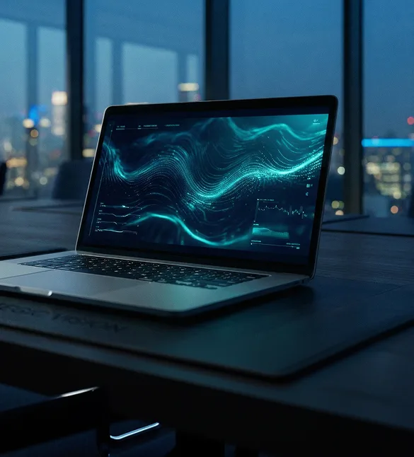 Laptop mostrando visualizaciones de datos de inversión publicitaria
